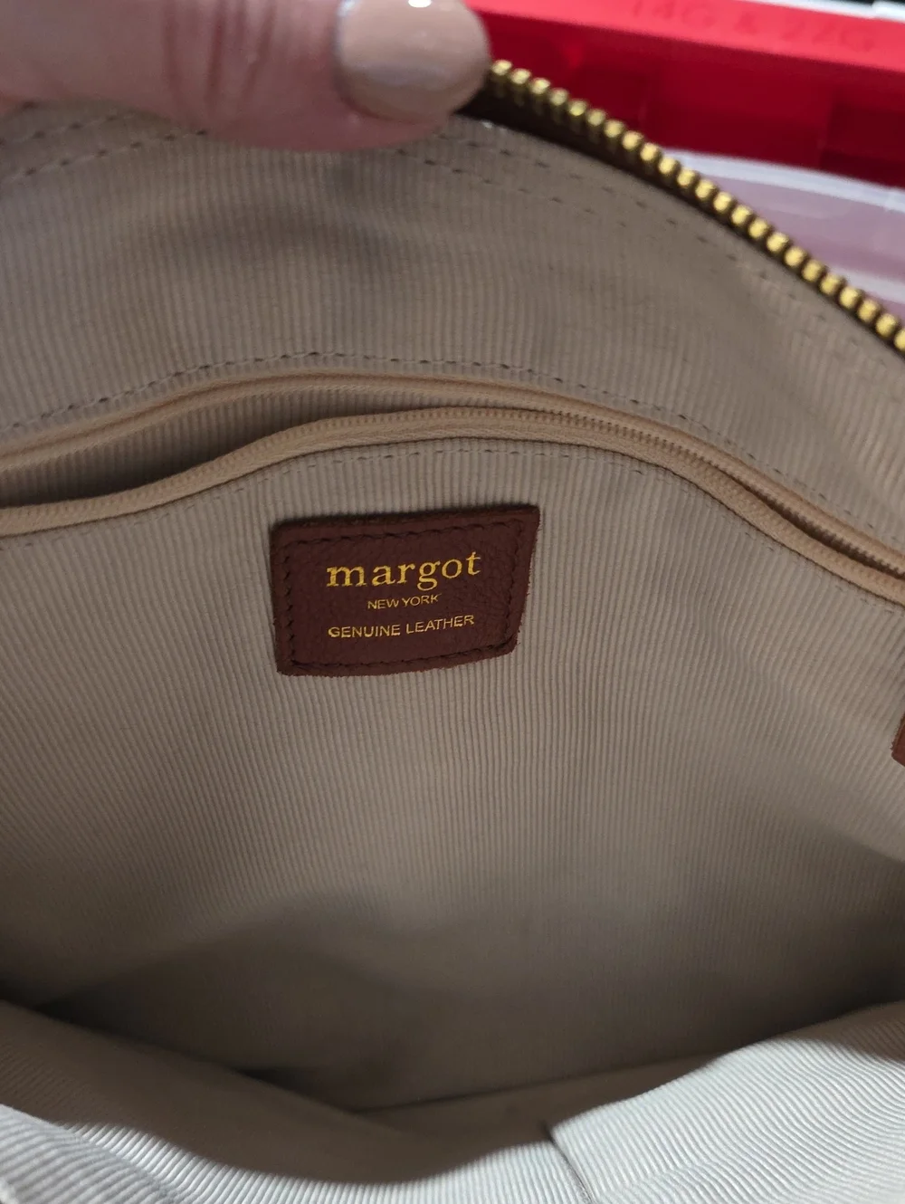 Margot New York Genuine Leather Crossbody Bag in Rustic Tan with Front Zip